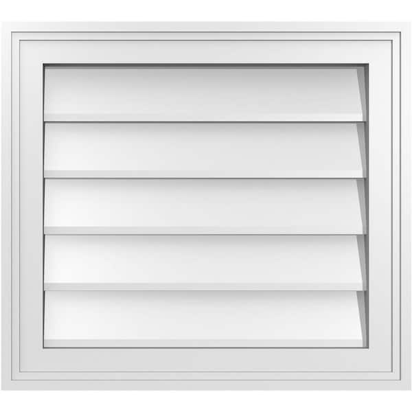 Ekena Millwork 20" x 18" Vertical Surface Mount PVC Gable Vent: Non-Functional with Brickmould Frame