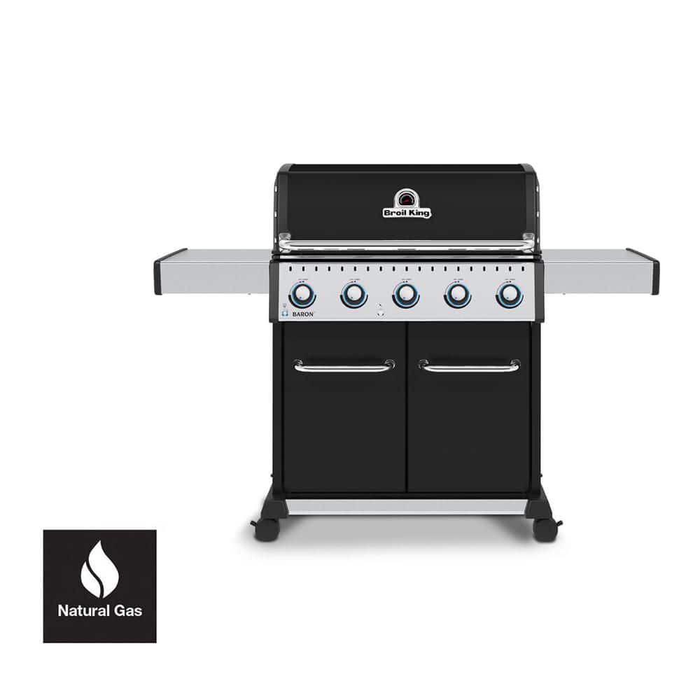 Baron 520 Pro 5-Burner Natural Gas Grill in Black