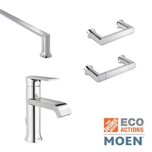 Genta 3-Piece Bath Hardware Set with Single Hole Single-Handle Bath Faucet and 18 in. Towel Bar in Polished Chrome