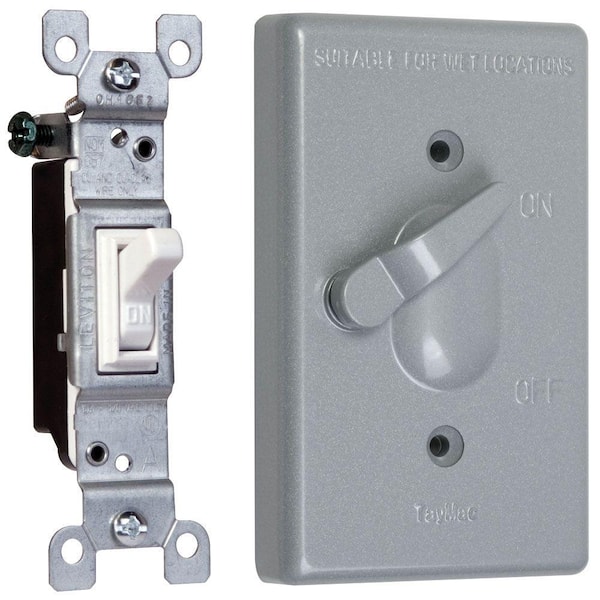 TAYMAC N3R Metal Gray 1-Gang Weatherproof Toggle Switch Cover for Small and Large Head Switches