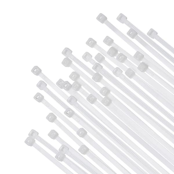 12 in. Self-Locking Premium Nylon White Zip Cable Ties for Indoor and Outdoor Welded Wire by Bolt Dropper (100-Pack)