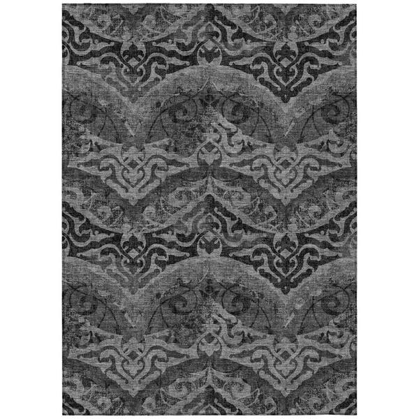 Chantille Machine Washable Indoor/Outdoor Abstract ACN3149 Black 5 ft. x 7 ft. 6 in. Area Rug