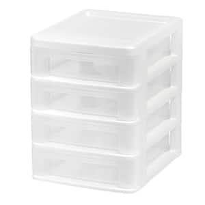 7.25 Qt. Compact Desktop 4-Drawer System in White, Storage Tote