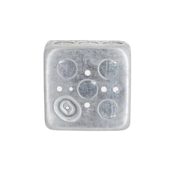 OHLECTRIC 4" Square Welded Box 2-1/8" Deep 1/2" & 3/4" KO, Raised Ground Emboss – Made From Galvanized Steel, Junction Boxes For Walls And Ceilings ( Pack Of 2