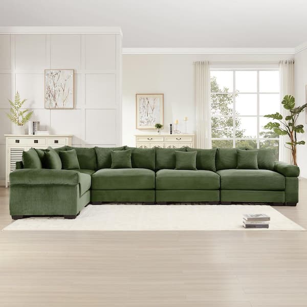 Homy Casa LZXNSN 137.7 in. Straight Arm 7-Piece Corduroy