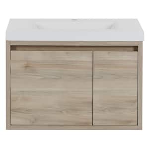Millhaven 31 in. W x 19 in. D x 22 in. H Single Sink Floating Bath Vanity in Sable with White Cultured Marble Top