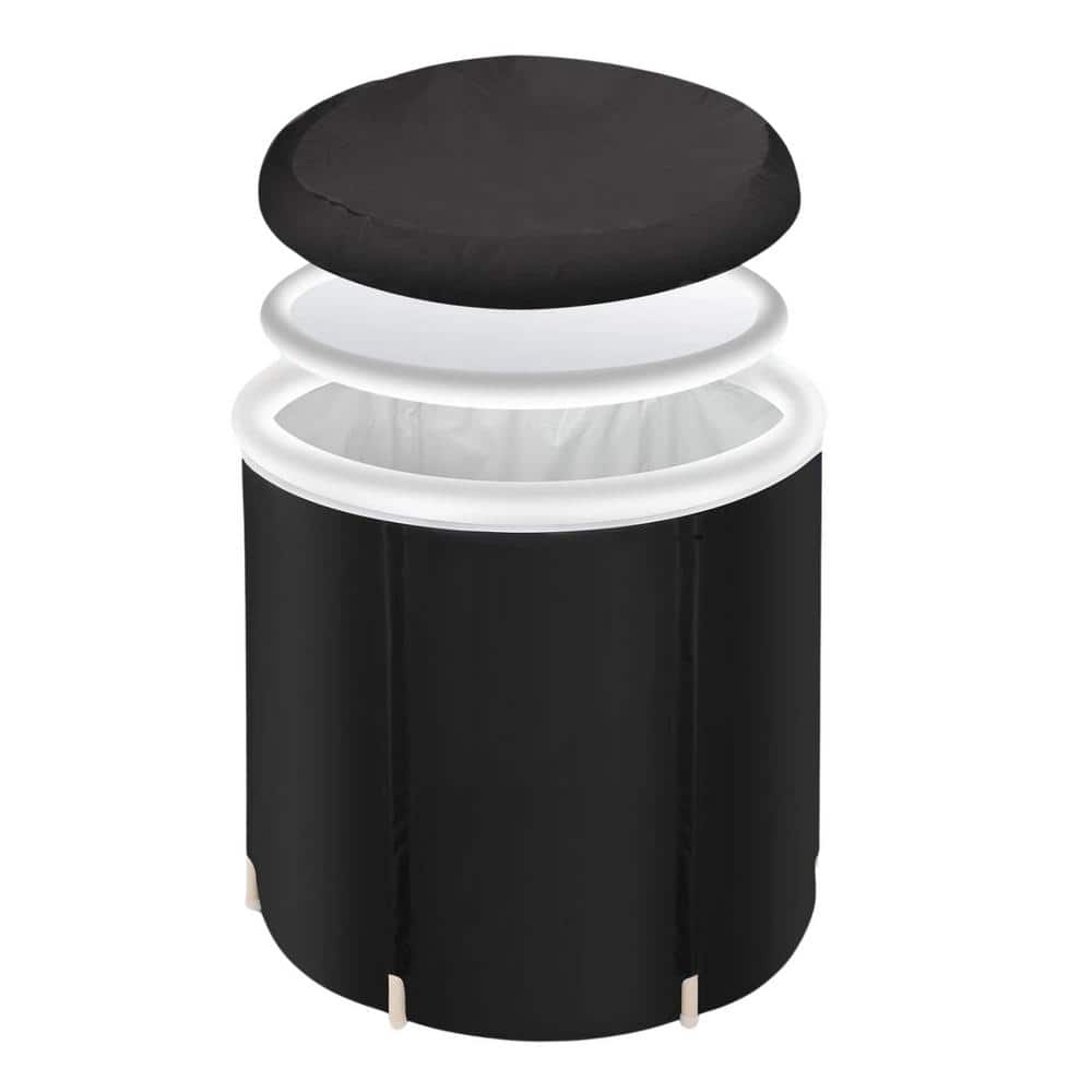 29.53 in. x 29.53 in. Black Foldable Adult Air Bathtub, Outdoor Portable Co