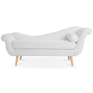 Modern White Upholstered Chaise Lounge with Scroll Arms