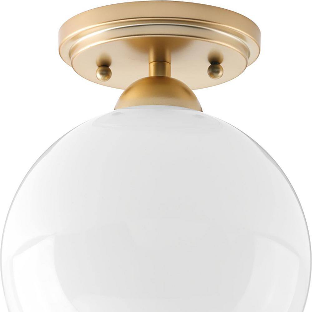 Vintage Gold and Glass Globe Flush Mount Light
