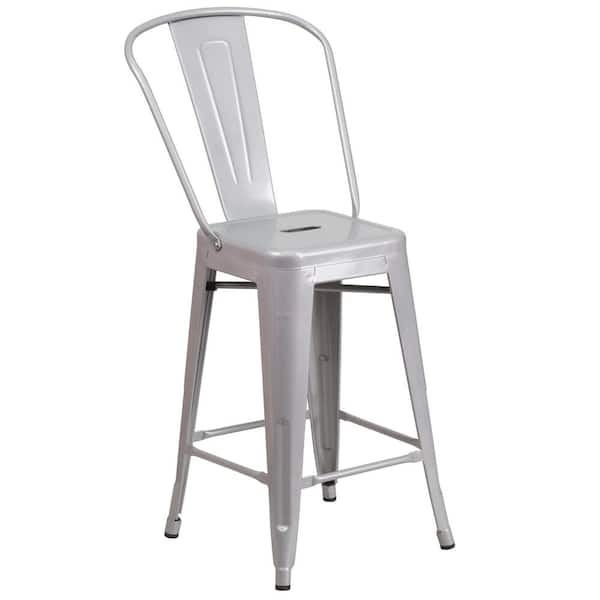 Flash Furniture 24.25 in. Gray Metal Bar Stool