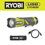 RYOBI 600 Lumens LED USB Lithium Compact Flashlight Kit 3-Mode with Battery  and Charging Cable FVL51K - The Home Depot