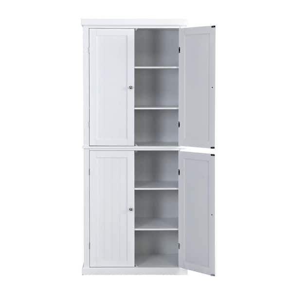 30 in. W x 14 in. D x 72.4 in. H White MDF Freestanding Ready to Assemble Kitchen  Cabinet Storage with 4 Doors wywymnjmnj-24 - The Home Depot