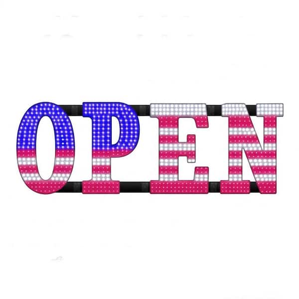 1-Pack USA Flag Series Large LED Open Sign Hanging Installation Ultra Bright Light Up Sign for Bar Store Restaurant
