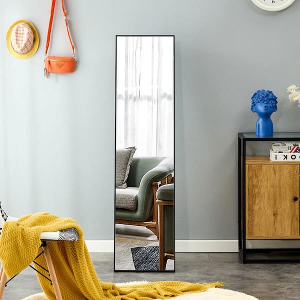 15 in. W x 58 in. H Rectangular Framed Full Length Mirror in Black