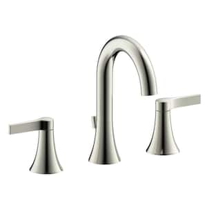 Fontaine Varenne Modern 8 in. Widespread 2-Handle Bathroom Faucet with Drain in Brushed Nickel