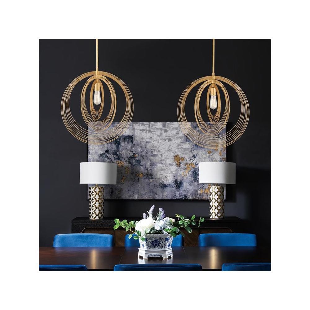 Renaissance Gold Globe Pendant Light with Crystal Accents