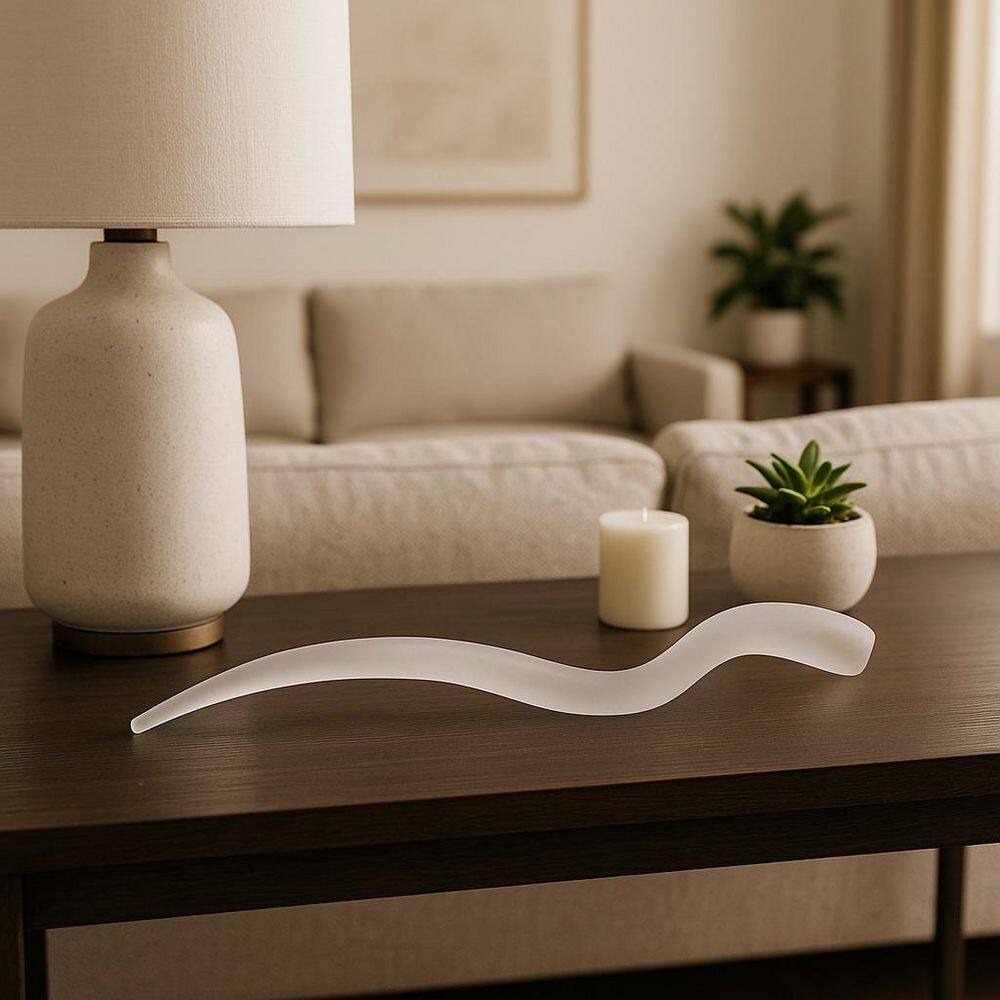 Clear 4 in. x 24 in. Frosted Glass Bente Large Antler Sculpture