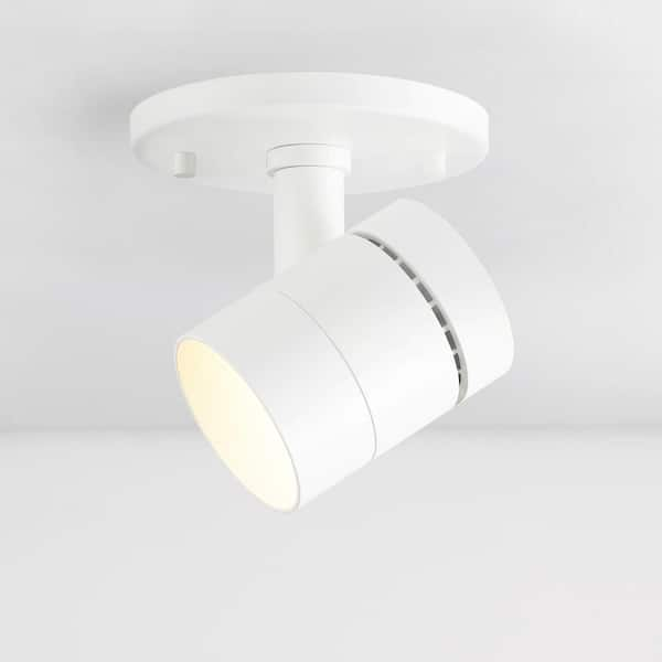 Parry 1-Light White Integrated LED Spotlight w/ Rotatable Light Head, Wall Sconce, Flush Mount Canopy, 3000K, 1370 Lumen