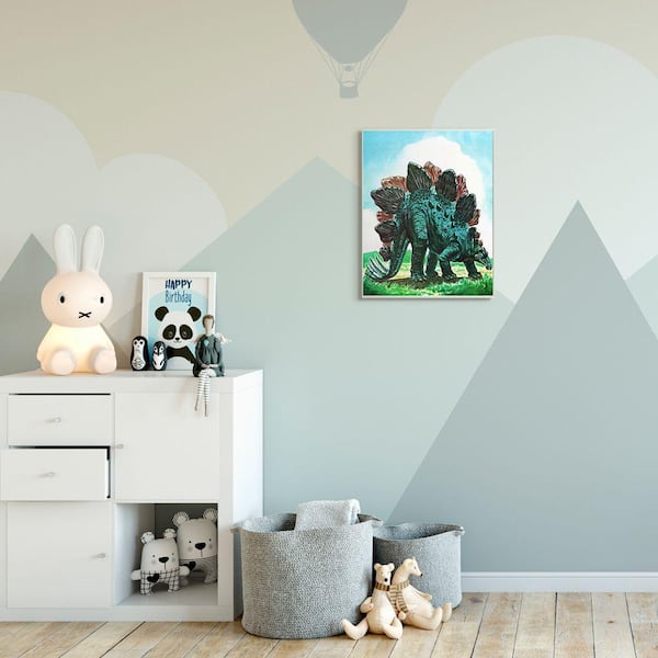 Stupell Industries 13 in. x19 in. "Dinosaur Field Green Blue Kids Nursery Painting"by The Saturday Evening PostWood Wall Art