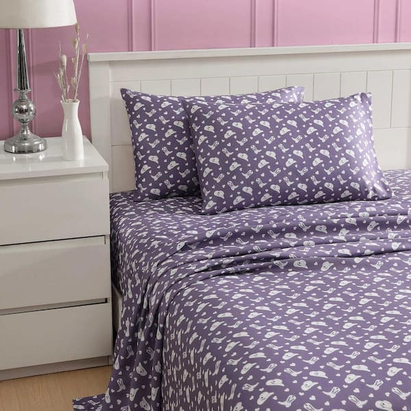 BETSEY JOHNSON Cowgirl Disco 4-Piece Purple/Silver Microfiber Full Sheet Set