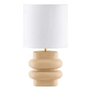 Kenway 18.75 in. Beige Ceramic Indoor Table Lamp with White Fabric Shade