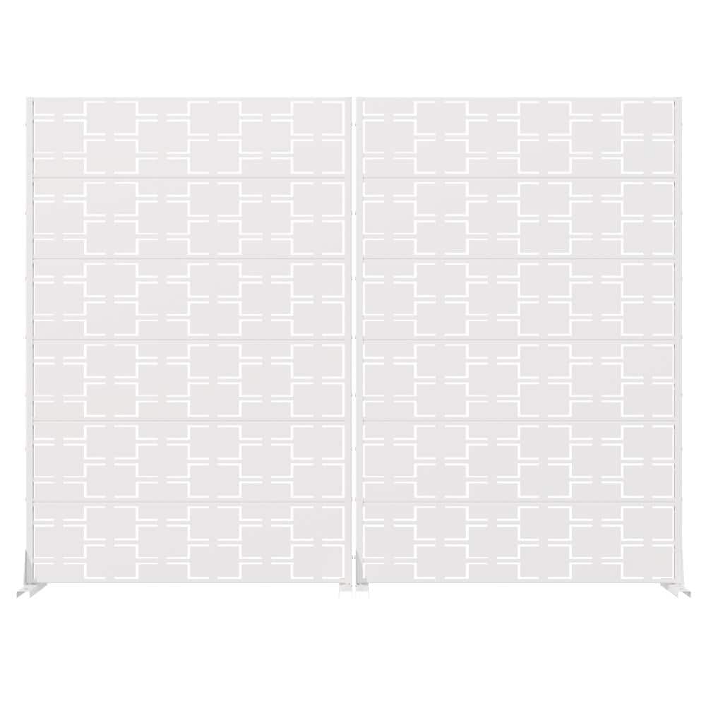 72 in. x 47 in. White Metal Garden Fence Privacy Screen Decorative Screen Room Divider Lattice Panel Set for Patio price history on PriceWatchPro