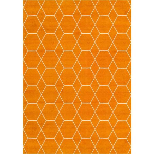 StyleWell Trellis Frieze Orange/Ivory 10 ft. x 14 ft. Geometric Area Rug