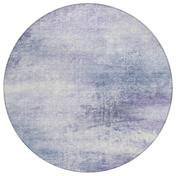 Chantille Machine Washable Indoor/Outdoor Abstract ACN2402 Lavender 8 ft. x 8 ft. Round Rug