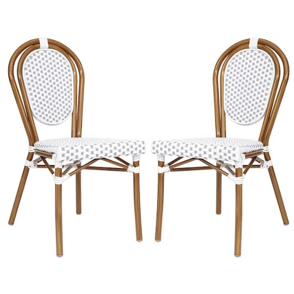 TAYLOR + LOGAN Brown Aluminum Outdoor Dining Chair in Gray Set of 2