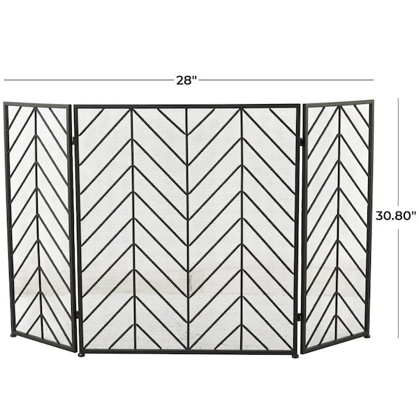 Litton Lane Black Metal Geometric Foldable Mesh Netting 3