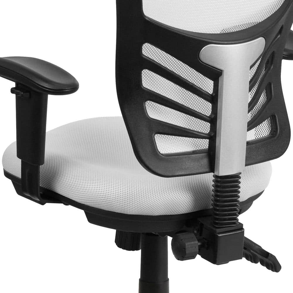 ErgoFlex White Mesh Mid-Back Executive Swivel Office Chair with Adjustable Arms