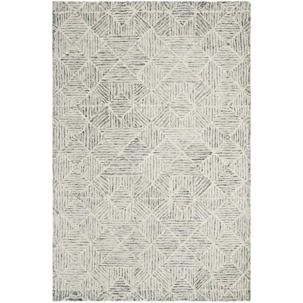SAFAVIEH Abstract Green/Ivory Doormat 2 ft. x 3 ft. Diamond Geometric Area Rug