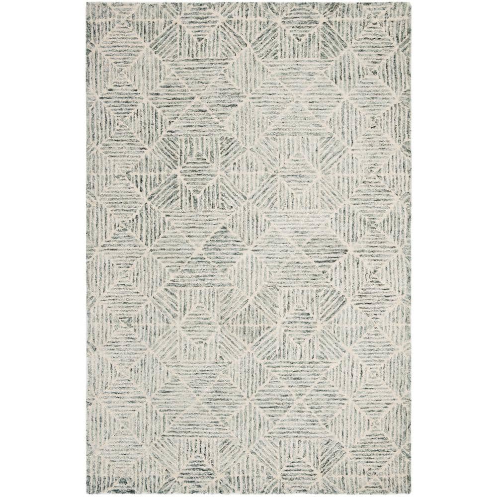 Abstract Green/Ivory Doormat 2 ft. x 4 ft. Diamond Geometric Area Rug