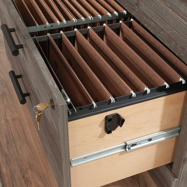 SAUDER Aspen Post Pebble Pine Lateral File Cabinet with Locking