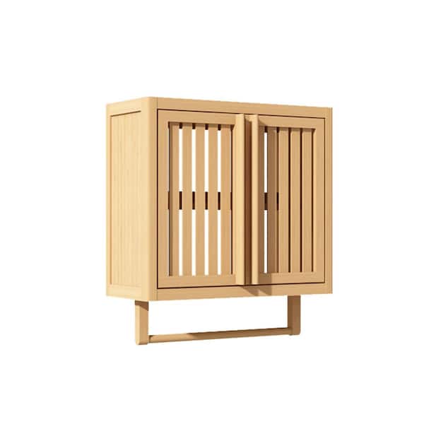 WarmieHomy 20 in. W x 8 in. D x 22 in. H Bathroom Storage Wall Cabinet Mounted Bamboo Toilet Storage Box in Natural Wood HD0358