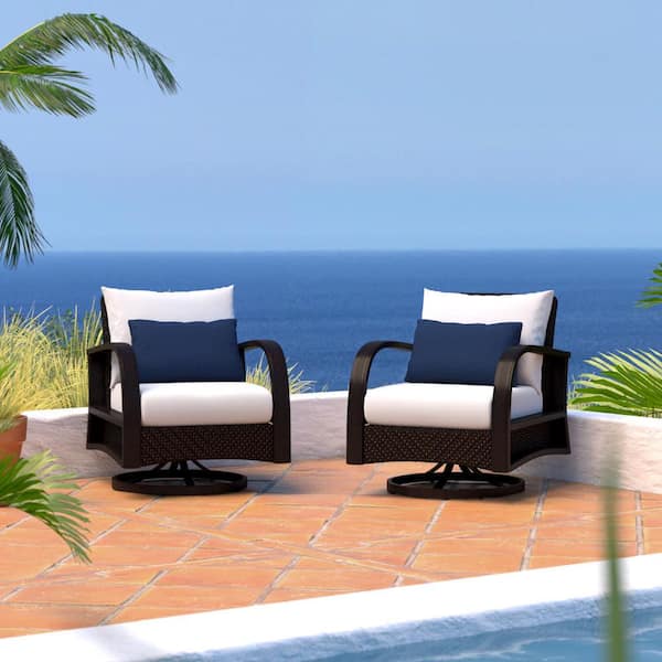 RST BRANDS Barcelo Wicker Motion Outdoor Lounge Chair with