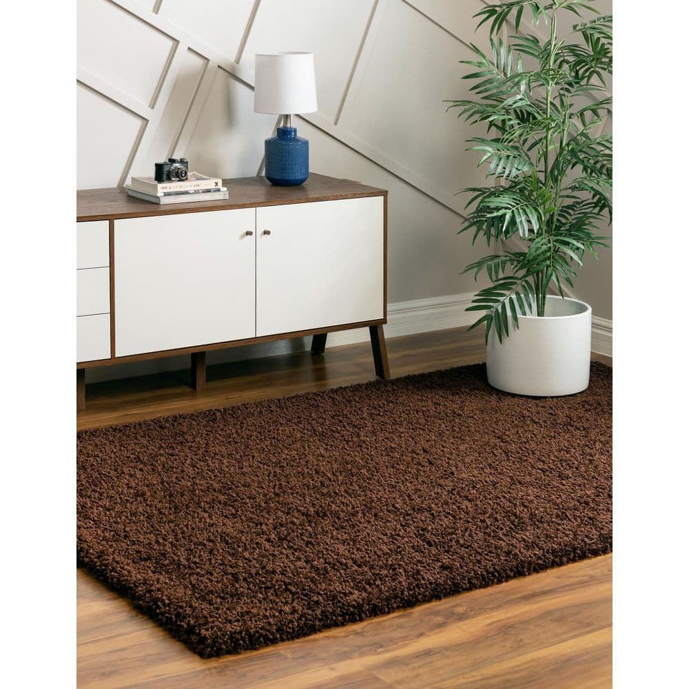 Luxe Comfort Solid Shag Rug, Chocolate Brown 10'x13'