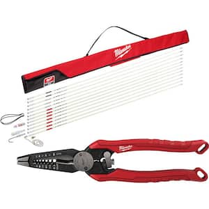 60 ft. Fiberglass Fish Stick Low/Mid/High Flex Combo Kit with 7-in-1 Combination Wire Strippers Pliers