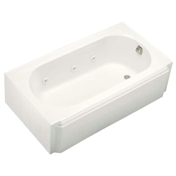 KOHLER Memoirs 5 ft. Whirlpool Tub with Heater and Right-Hand Drain in White