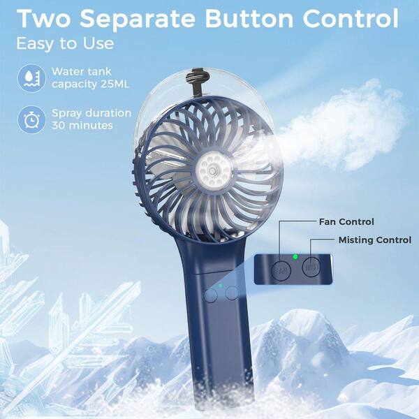 Justincity Portable Handheld Misting Fan 3000mAh Foldable Mini