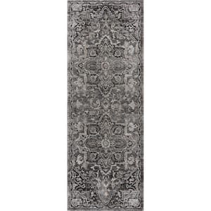 Portsmouth Ancient Land Gray 2 ft. 7 in. x 7 ft. 2 in. Runner Rug