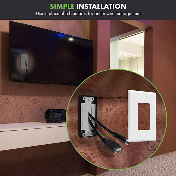 TOPGREENER TV Cord Hider in-Wall Cable Management System for Wall Mounted  TV, 2-Gang Low