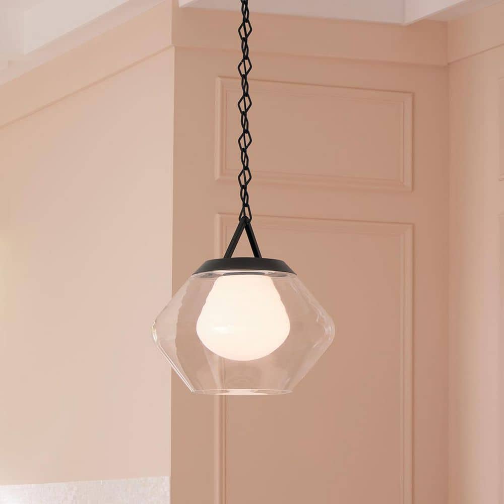 Nella 16 in. 1 Light Pendant with Clear Outer Glass with Opal Interior Glass in Black price history on PriceWatchPro