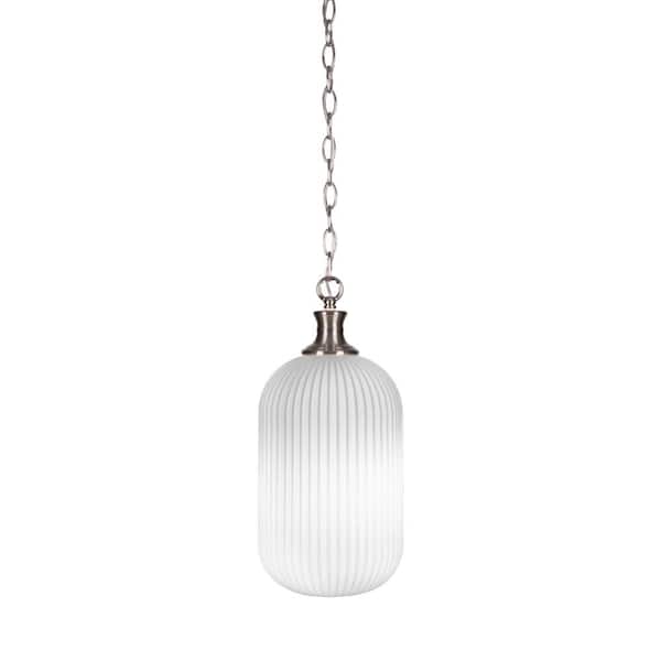 Unbranded Orleans 60-Watt 1-Light Brushed Nickel Shaded Mini Pendant Light with Glass Shade