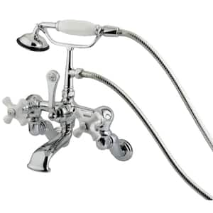 Vintage Adjustable Center 3-Handle Claw Foot Tub Faucet with Handshower in Chrome