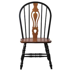 Black Cherry Selections Distressed Antique Black with Cherry Solid Wood Dining Side Chair (Set of 2)