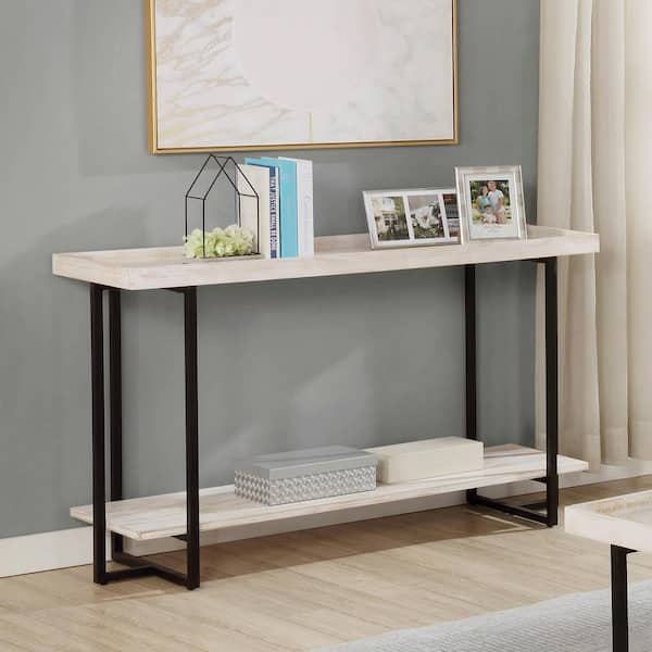 Furniture of America Tri Contemporary Glass Top Console Table in White and  Gray