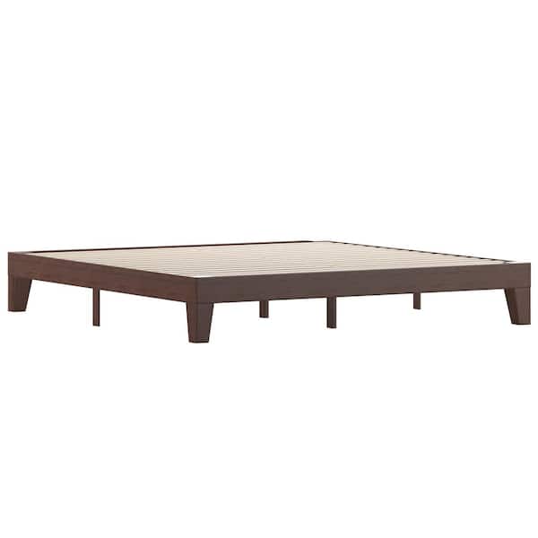 TAYLOR + LOGAN Brown Wood Frame King Platform Bed