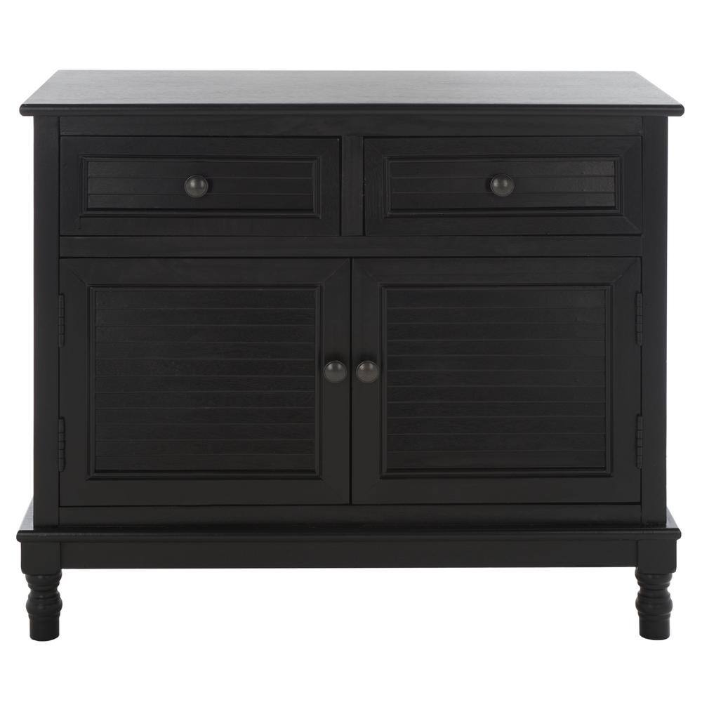 Tate Traditional Farmhouse Chic Black Sideboard with Carved Legs