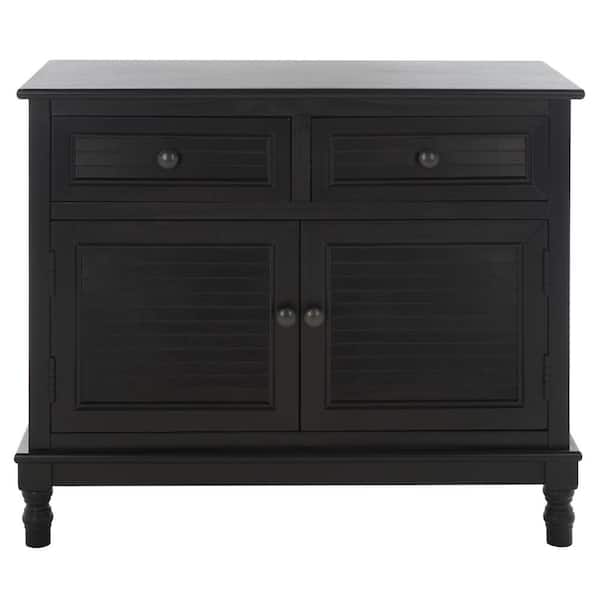 SAFAVIEH Tate 13.4 in. Black Rectangle Wood Console Table with Drawer
